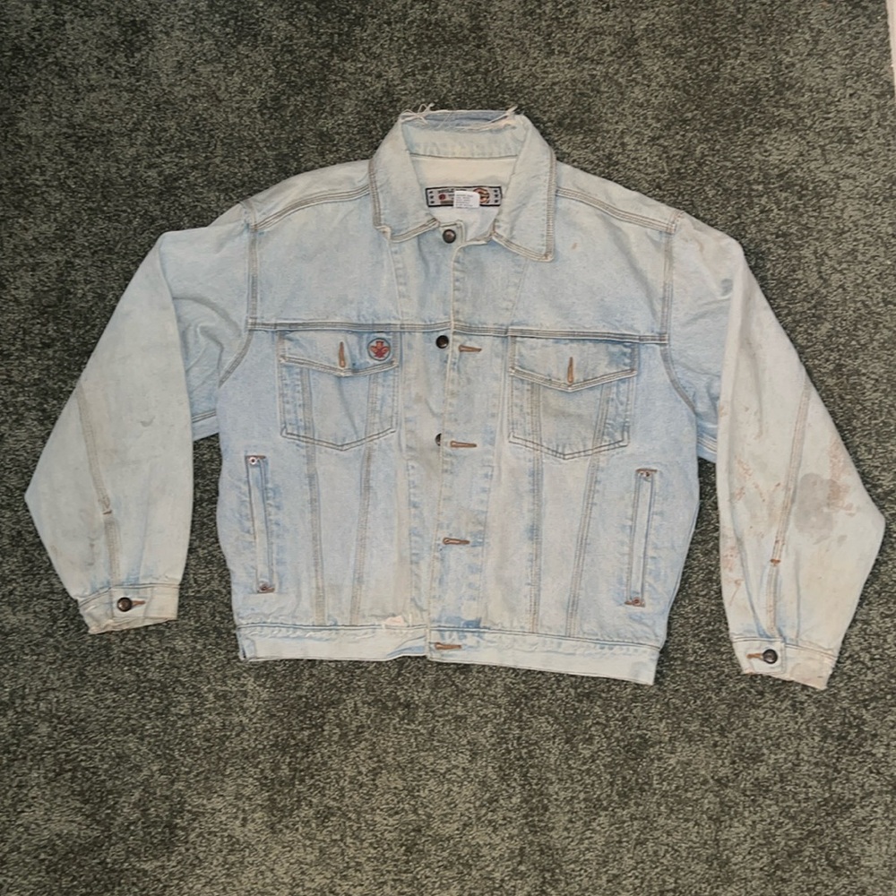 Vintage Bugle Boy 100% Cotton Distressed Denim Jacket, Size Large